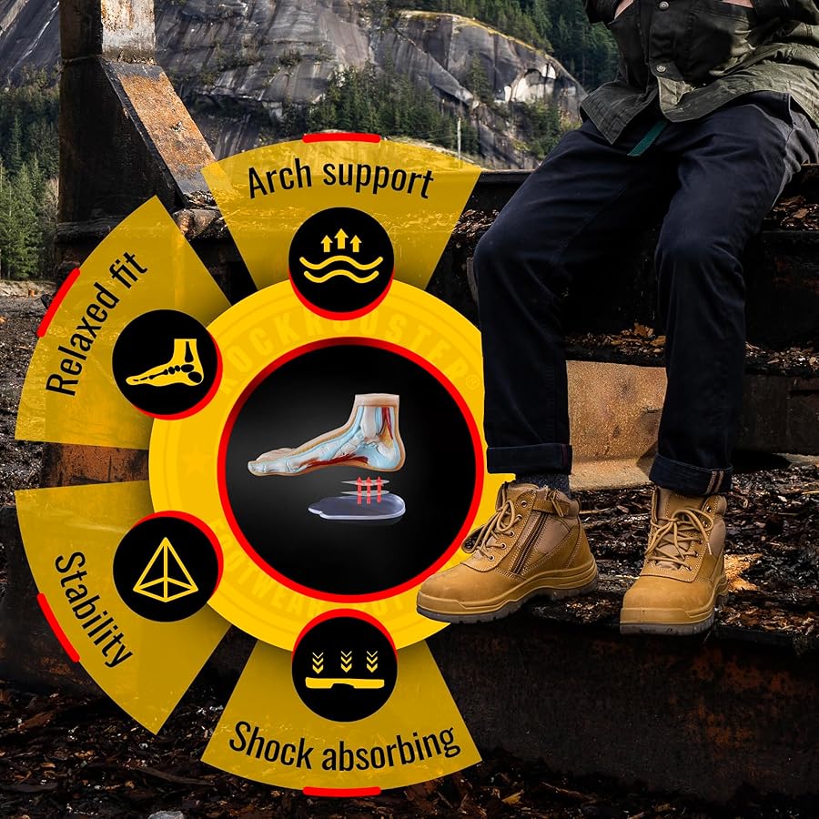 Amazon | ROCKROOSTER メンズ ワークブーツ、6インチ スチールトゥ