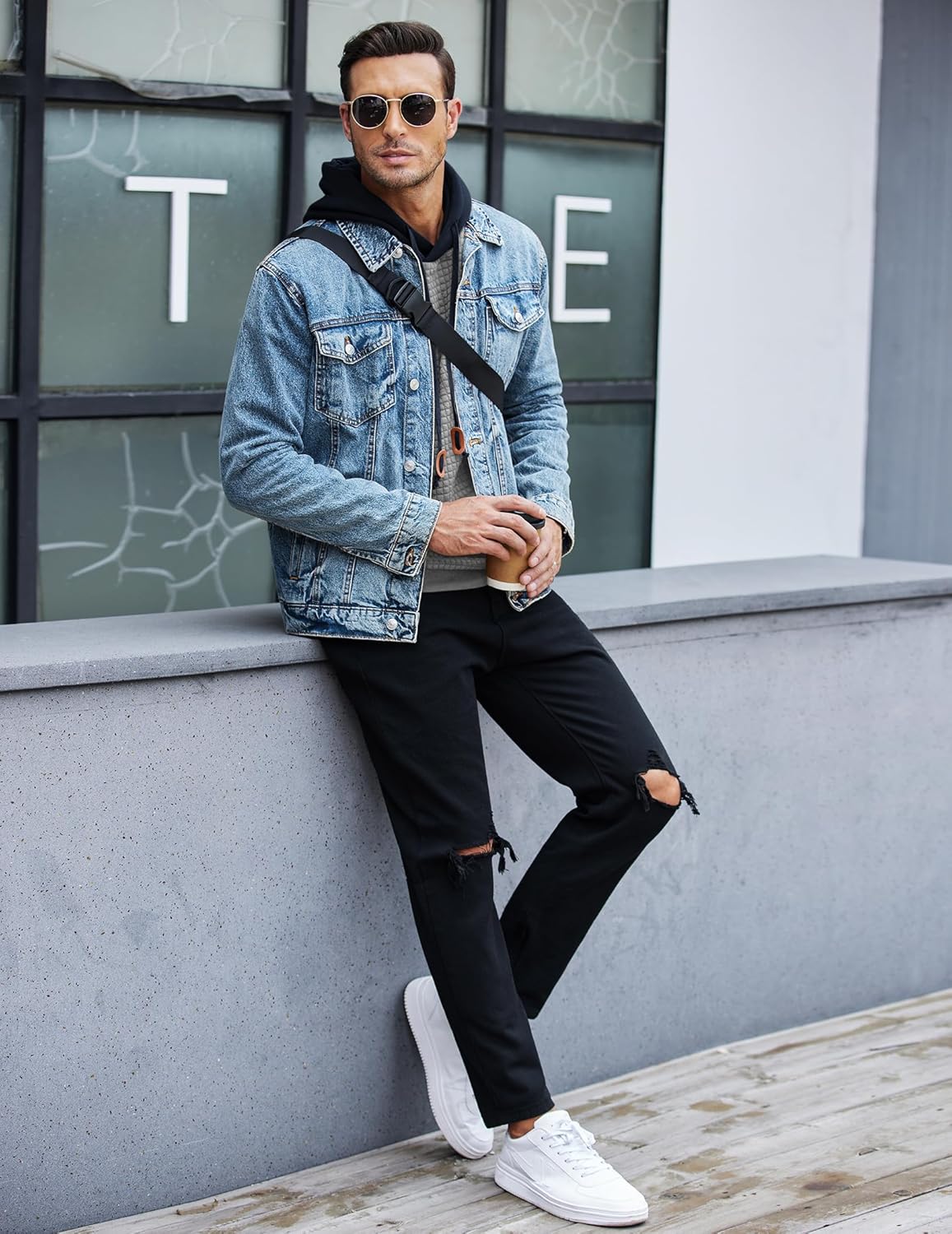 COOFANDY Mens Hooded Sweatshirt Casual Long Sleeve Drawstring Waffle Knit Pullover Hoodies - Image 5