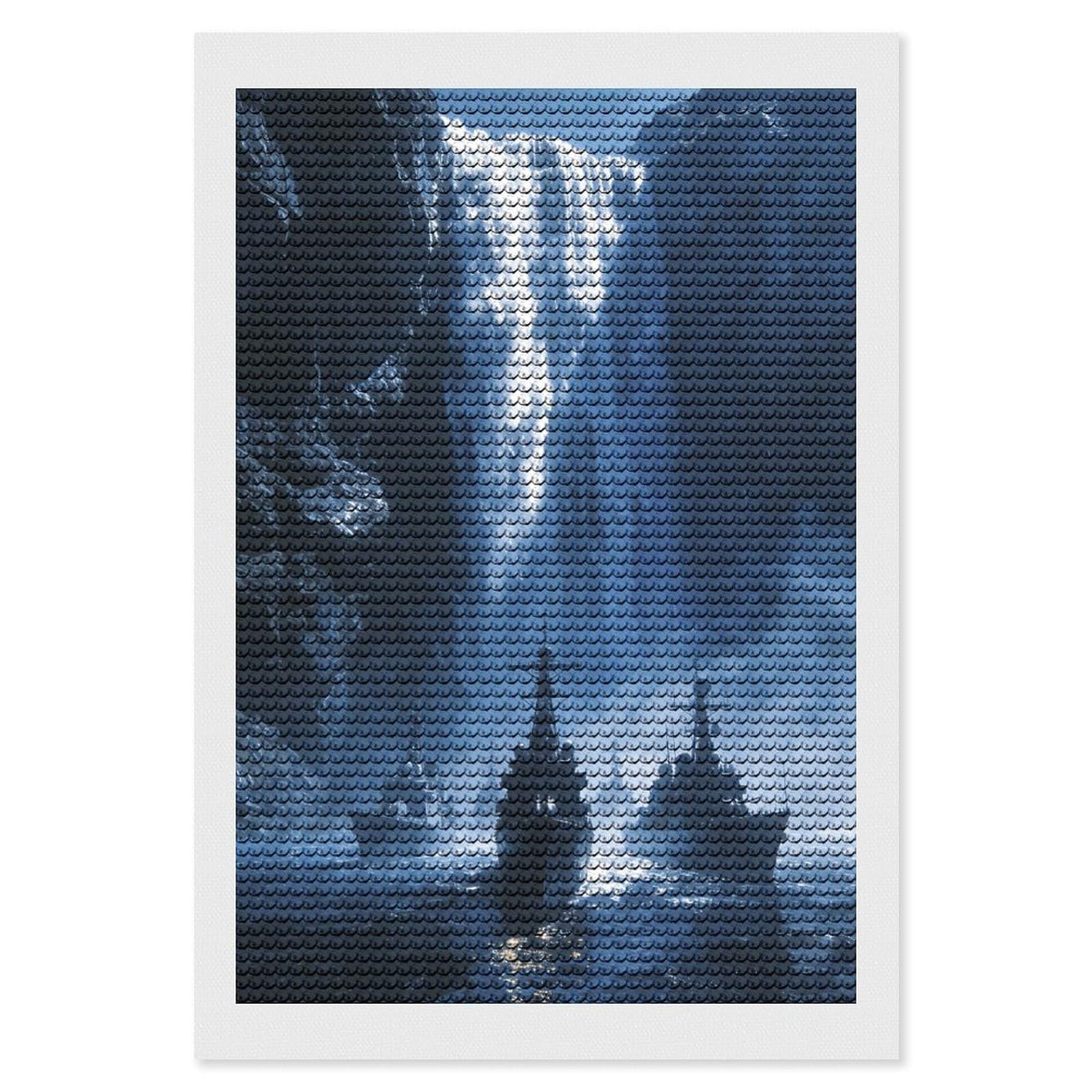 FekiLoot Waterfall Navy Paint by Numbers Kit for Adults Beginner DIY Diamond Dots Paintings Round Full Drill Diamond Art Kits Picture Diamond Art Painting Kits for Home Decor 8"x12"