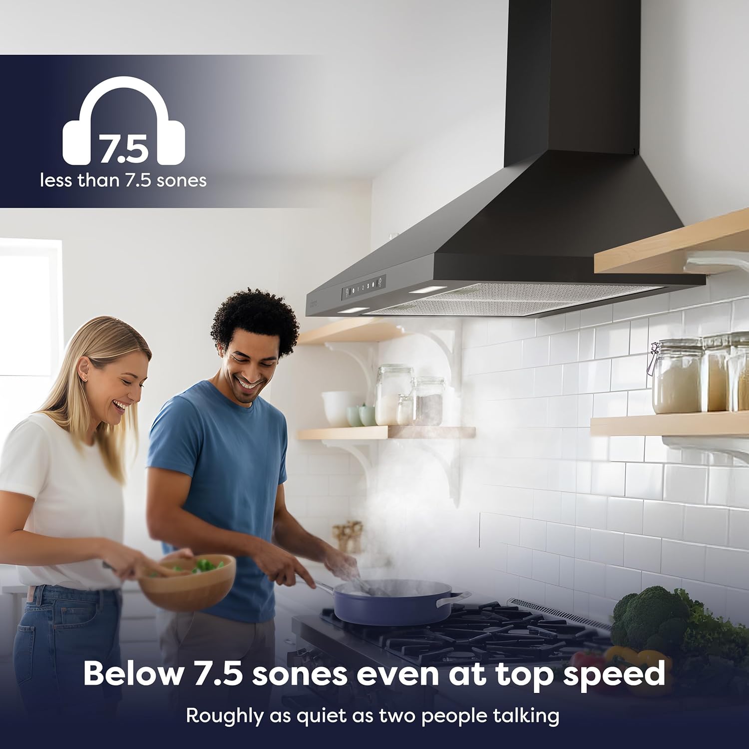 CIARRA 30 Inch Wall Mount Range Hood, 650CFM Ductless Ducted Kitchen Vent Hood, Touch & Gesture Control, 3 Speed, 2 Level LED Lights & 5-Layer Aluminum Filters