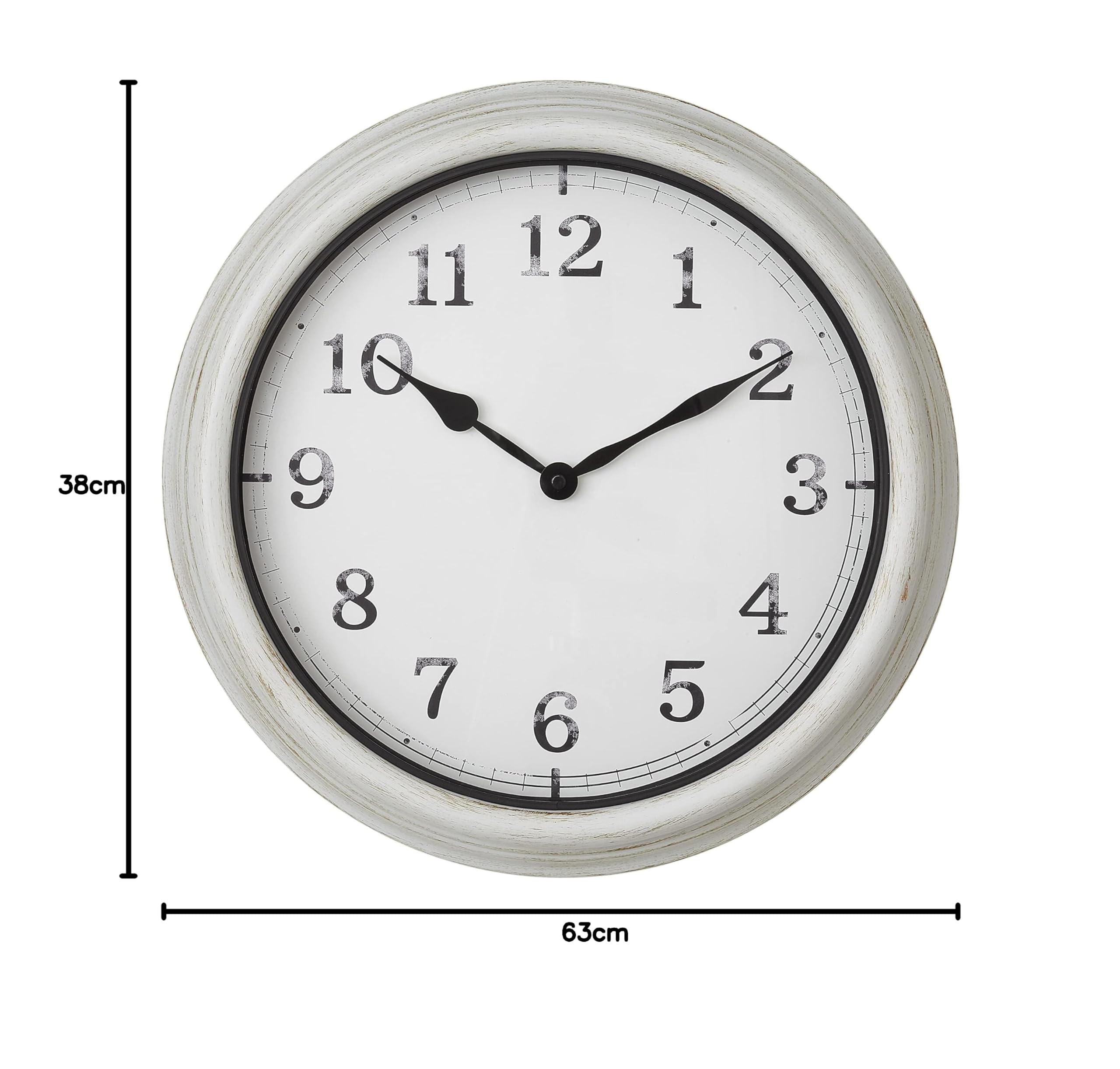 TFA Dostmann Reloj de Pared analógico XL para Exteriores, 60.3067.02, con diseño Retro, Resistente a Salpicaduras, Metal y Cristal, para terraza o balcón, Color Blanco