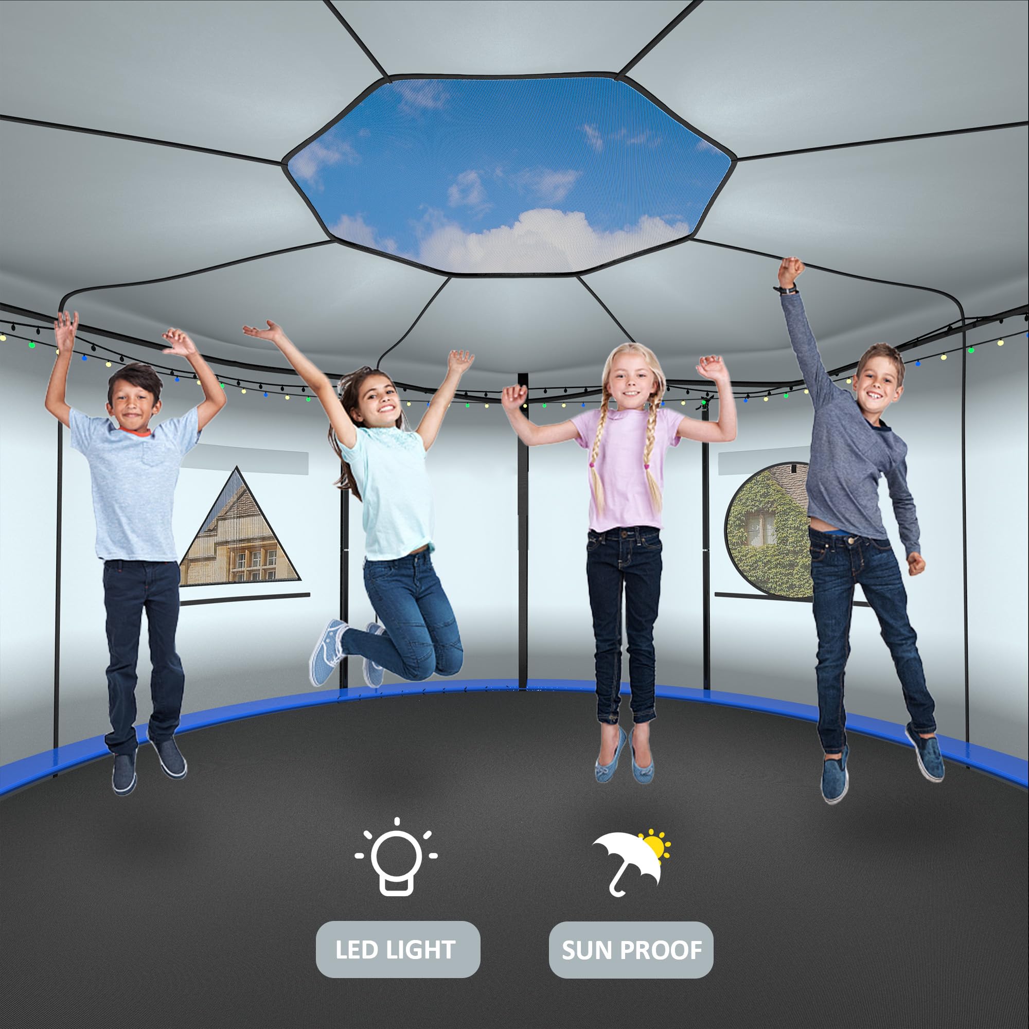 Snapklik.com : Gardenature 12FT Trampoline Tent Frameless Shade Cover 8 Pcs