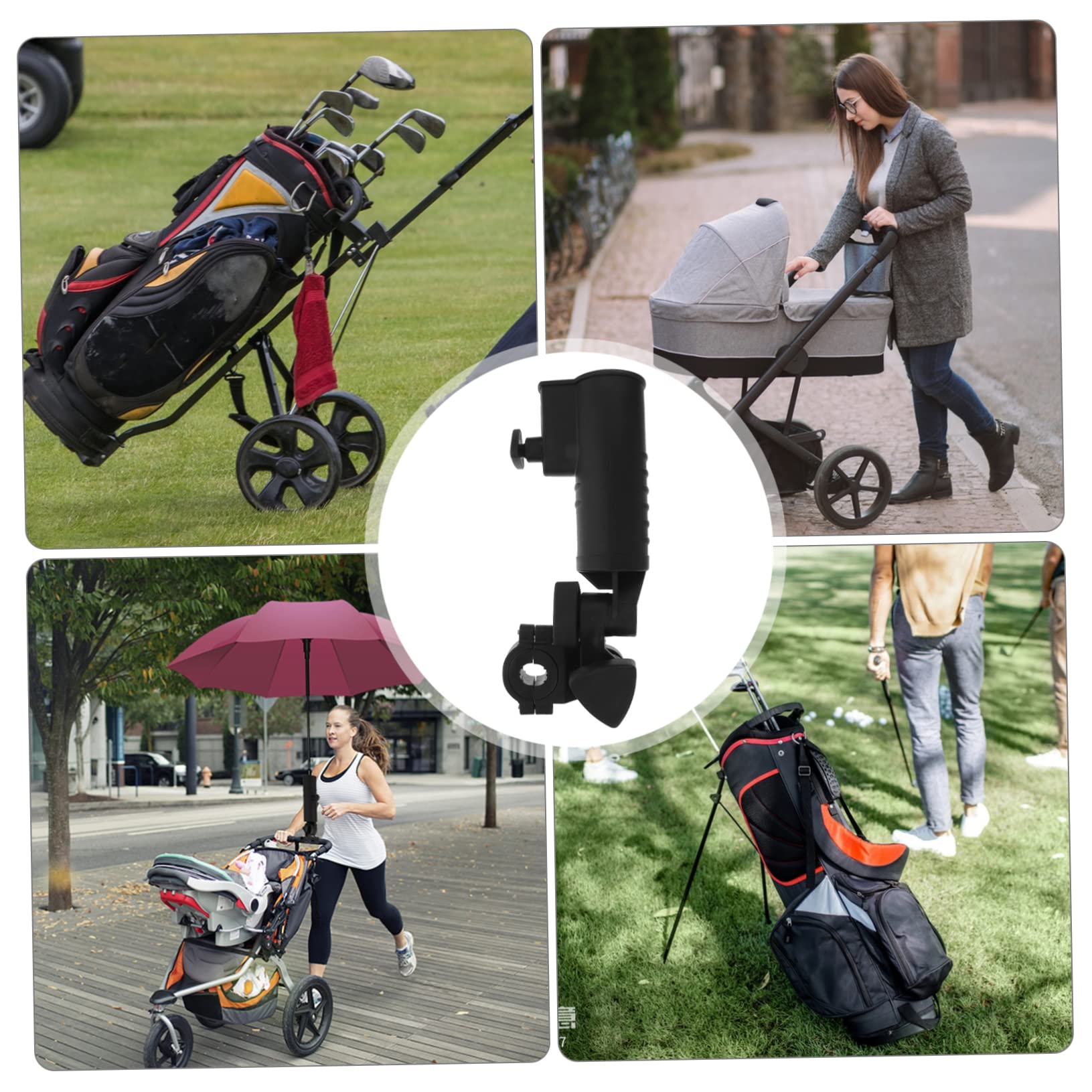 UPKOCH Regenschirmhalter für Golftrolleys Verstellbare Klemme Kunststoff Abnehmbar Winkel Anpassbar für Fahrradwagen und Kinderwagen