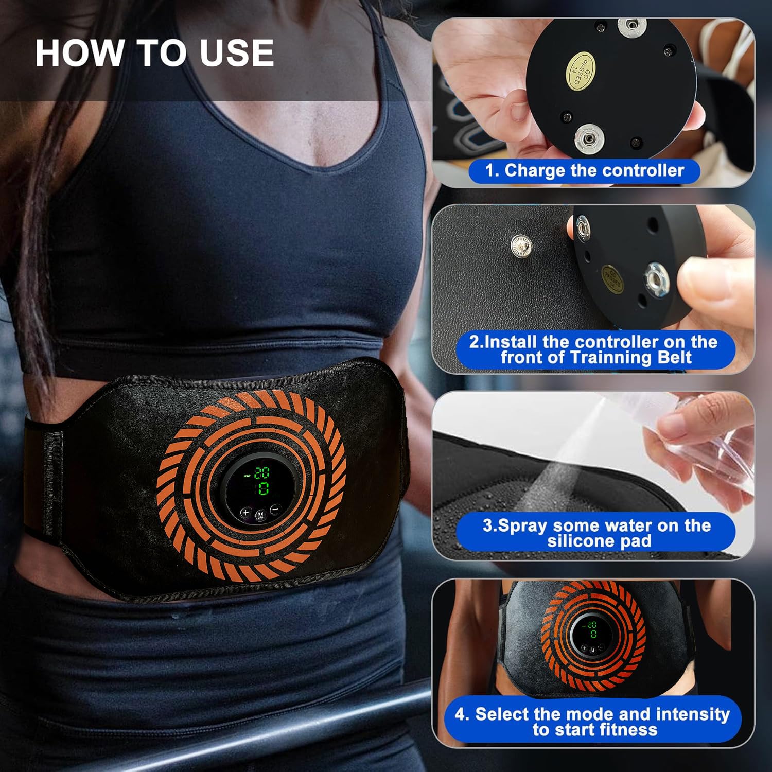 Elettrostimolatore per Addominali, Elettrostimolatore Muscolare, EMS Stimolatore Muscolare,USB Ricaricabile ABS Trainer/Toner per Addome/Braccio/Gambe/Waist/Glutei Home Gym-Uomo/Donna