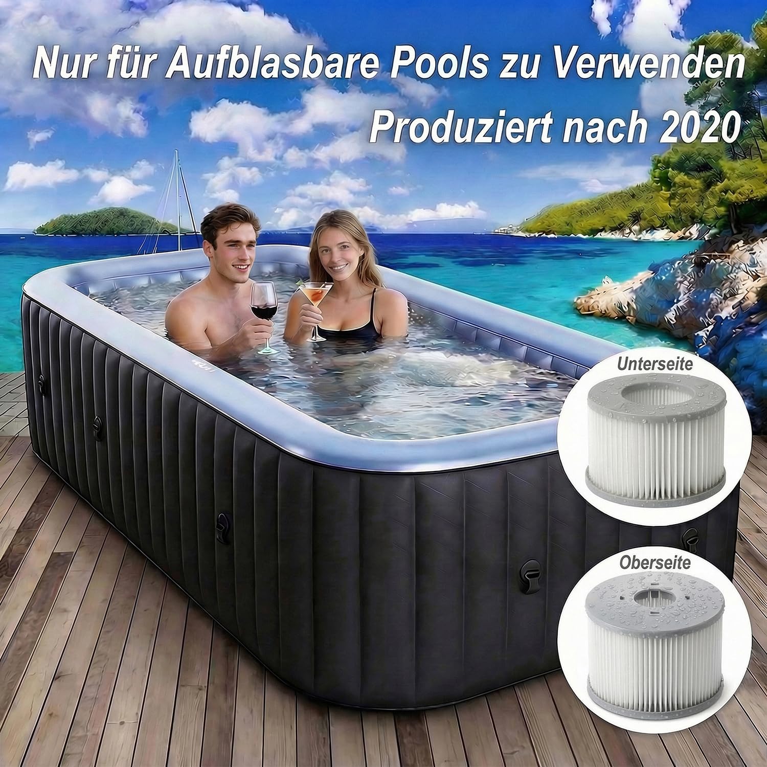 12er Set Ersatzfilter für MSPA Whirlpool-Filter-Kartuschen, Filter für Whirlpoal, für Heiße U-Boote und Spa, für Aufblasbare Pools - Wasserfilter Modell ab 2020