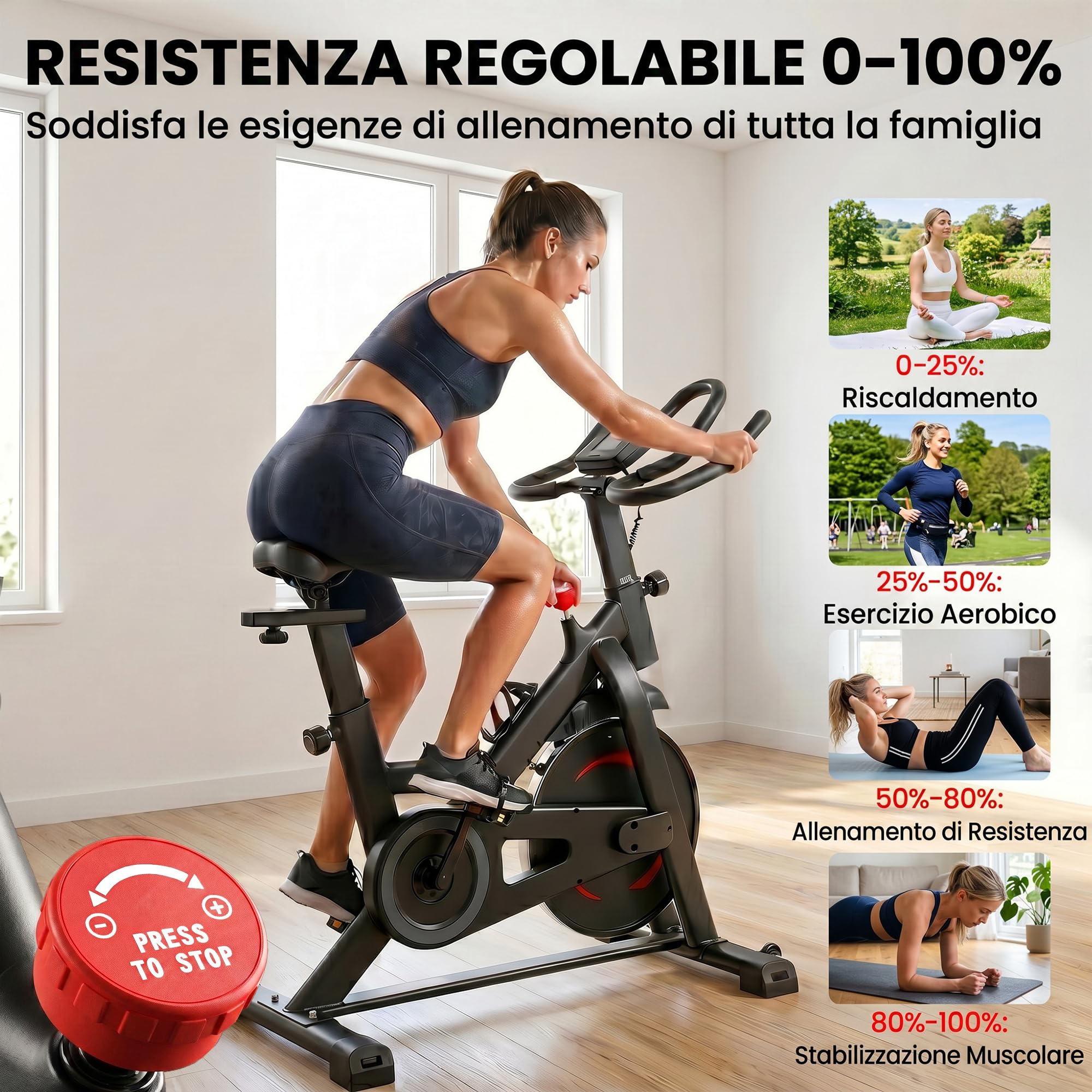 SPORTNOW Cyclette da Casa, App Bluetooth, Cyclette per Casa con Resistenza Magnetica Regolabile Silenziosa, Sella e Manubri Regolabili, Volano 6 kg, Schermo LCD, Supporto Tablet, Portaborraccia, Ruote