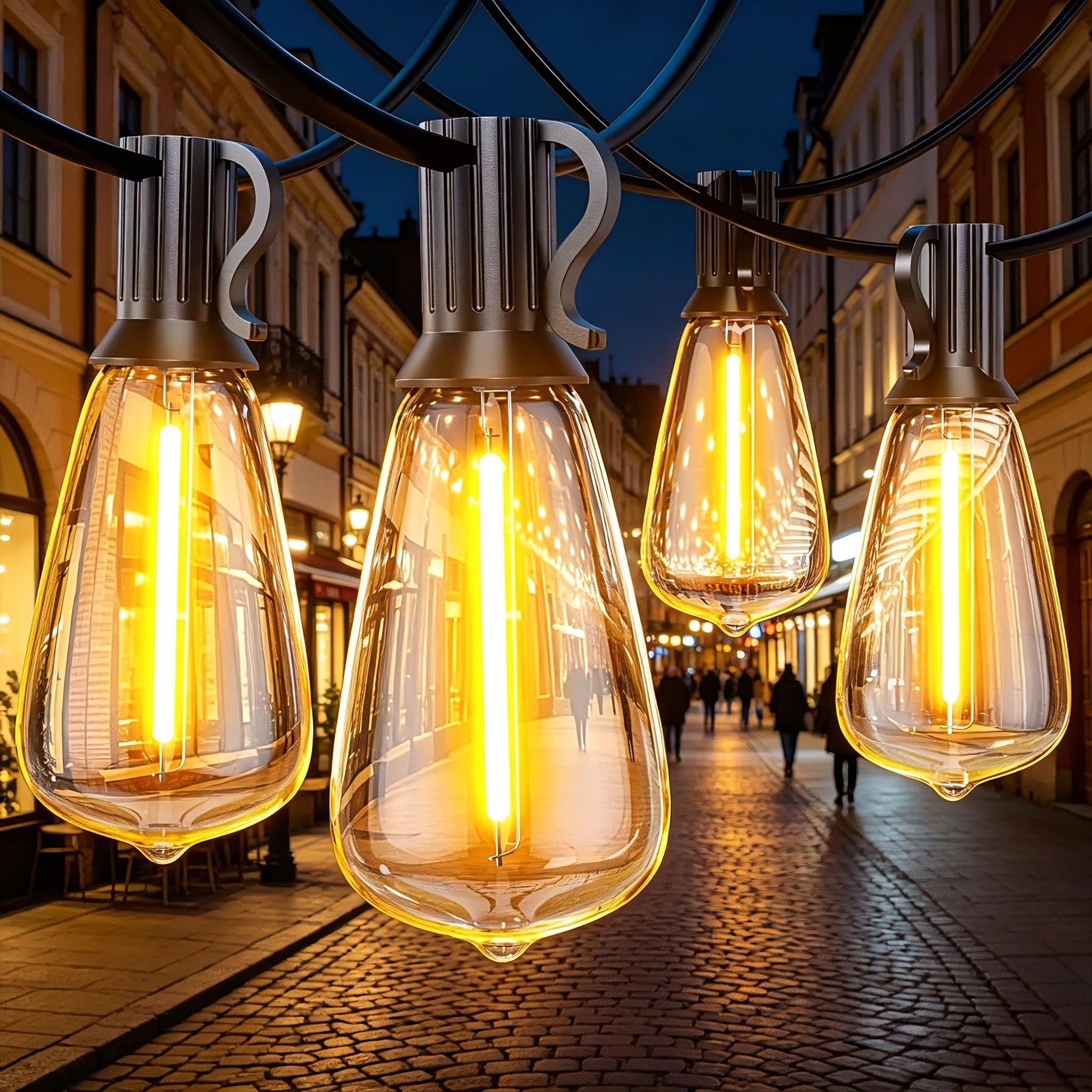 GPATIO LED Fairy Lights Outdoor Fairy Lights Outdoor Power Warm White G40 Bulbs Plastic, IP45 Waterproof Indoor/Outdoor Fairy Lights for Garden, Patio, Weddings, Parties (200 ft) (120 ft)