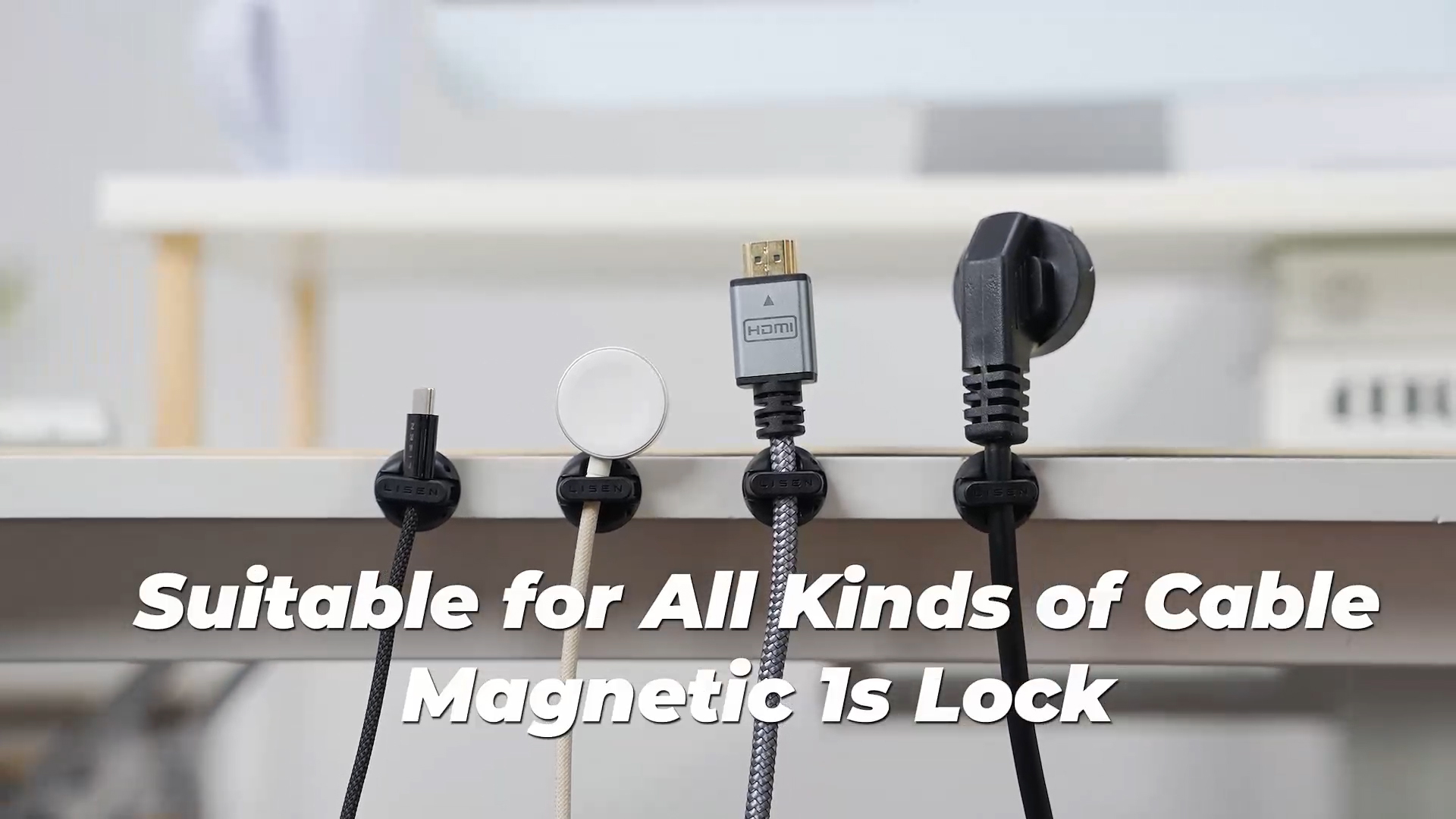 Organizador Magnético para Cables de Carga LISEN, paquete de 8 unidades, soporte con adhesivo fuerte, clips para gestión de cables para mesita de noche, escritorio, hogar, oficina y auto miniatura 7