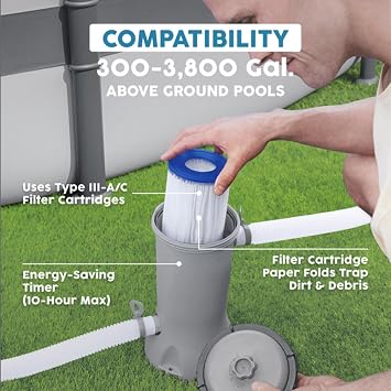 Bestway 530 GPH Above Ground Swimming Pool Cartridge Filter Pump