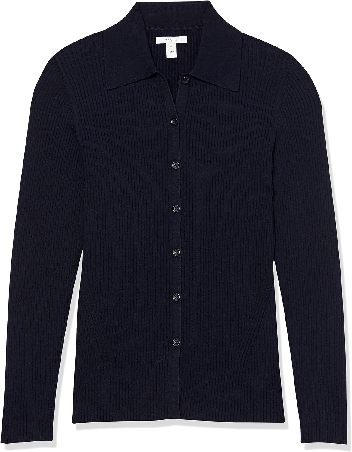 Amazon Essentials Women's Fine Gauge Stretch Polo Ribbed Cardigan (Previously Daily Ritual)