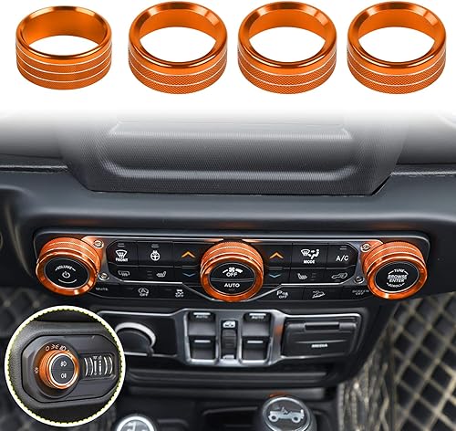 Voodonala  Perillas para interruptor de aire acondicionado y faro delantero para Jeep Wrangler JL JLU y Gladiator JT modelo 2018-2021, aleación de