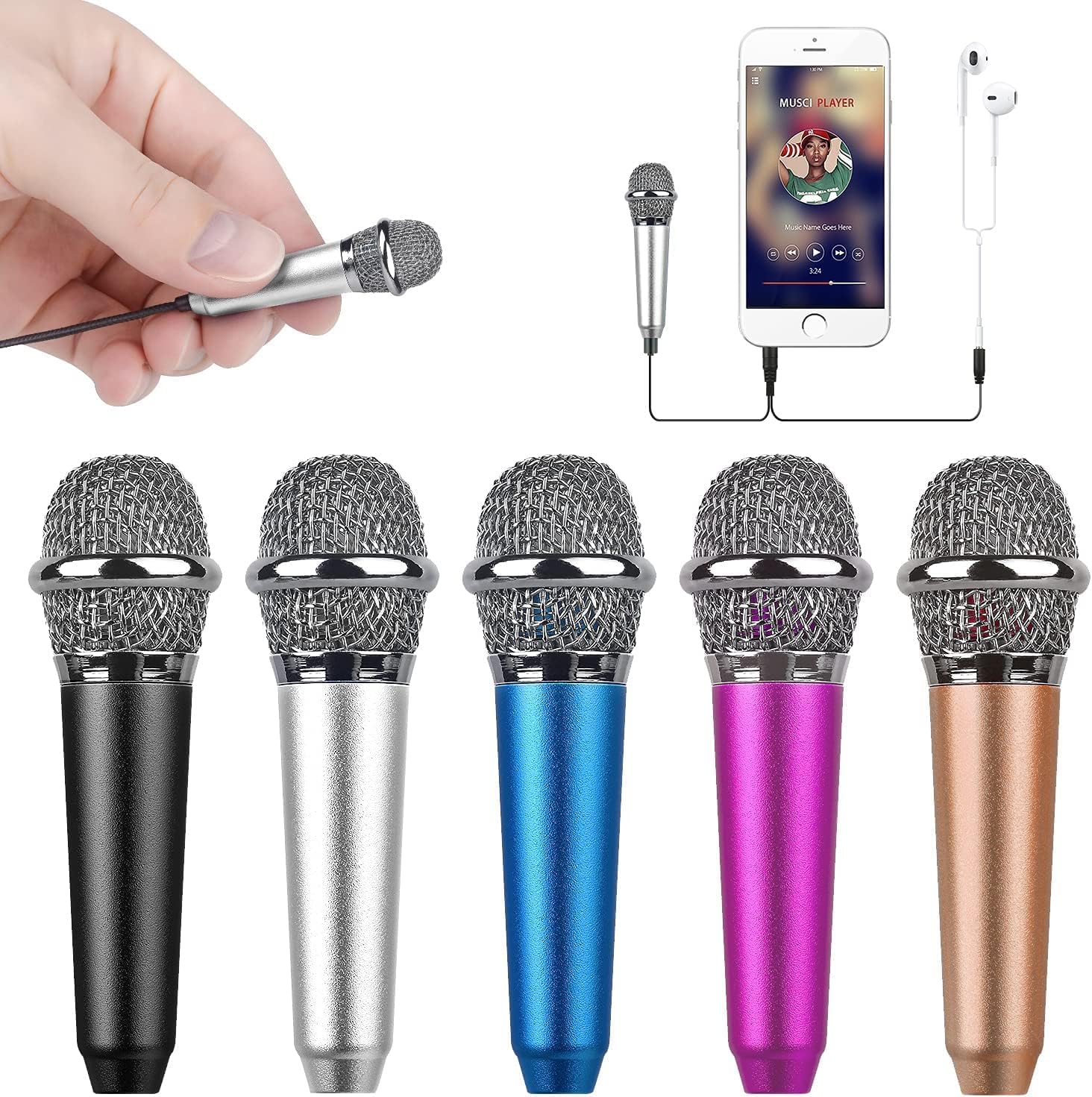 Mini Portable Vocal/Instrument Microphone for Voice Video Recording Singing,Vlogging, Podcasting,Tiny Microphone for iPhone Android Phone Computer Latop Notebook Tablet iPad(Silver)