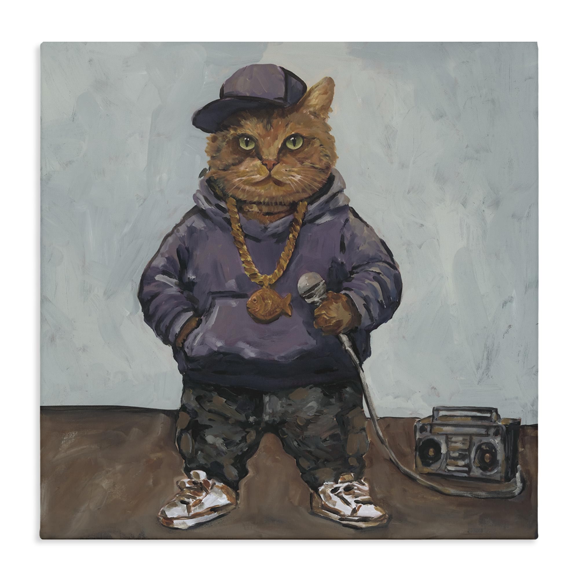 Stupell Industries Unframed 'Urban Hip-Hop Cat'| Canvas Art