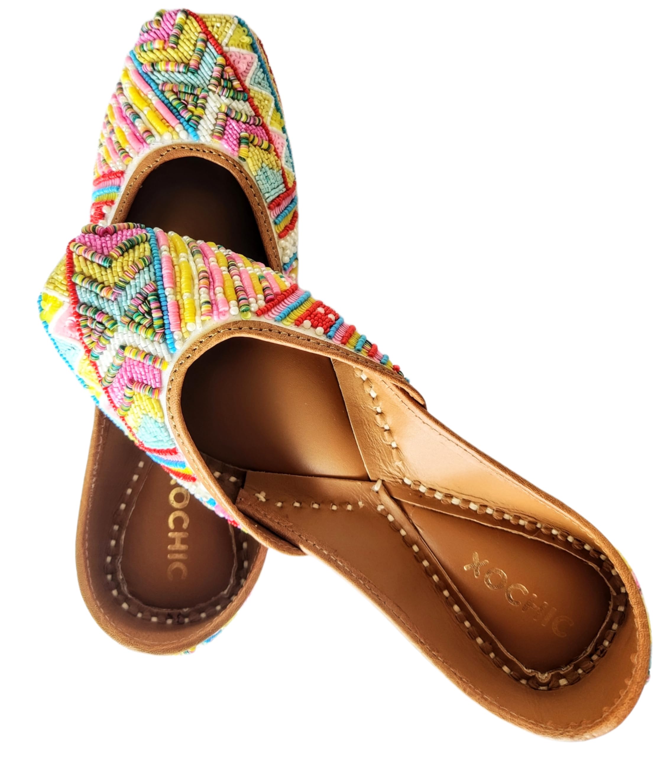 Multicolored Heavy Sequin Work Premium Leather Punjabi Jutti-image-29