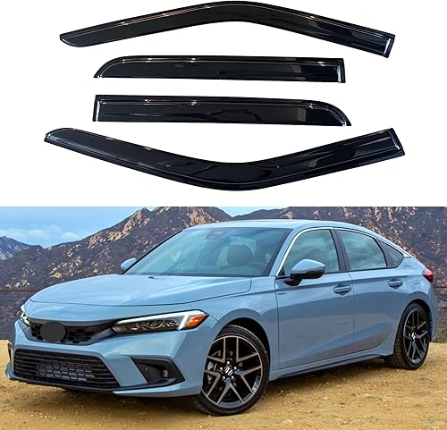 Miniatura 107 de IG - Visera para ventana de automóvil, protector contra la lluvia, el sol y el viento, con cinta adhesiva, deflector extraduradero para ventana