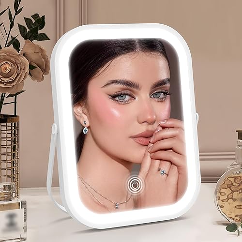 Miniatura 14 de ROLOVE Espejo de maquillaje iluminado, espejo de tocador de 17 x 13 pulgadas con luces, aumento de 10X, regalos para mujeres, 3 modos de iluminación