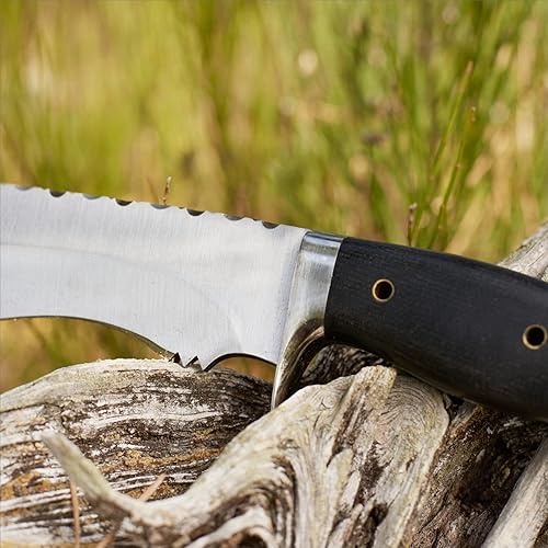 Miniatura 9 de BIGCAT ROAR Cuchillo de caza de acero D2 hecho a mano, cuchillo de caza de hoja fija Bushcraft con funda y mango de micarta - Cuchillo de corte EDC