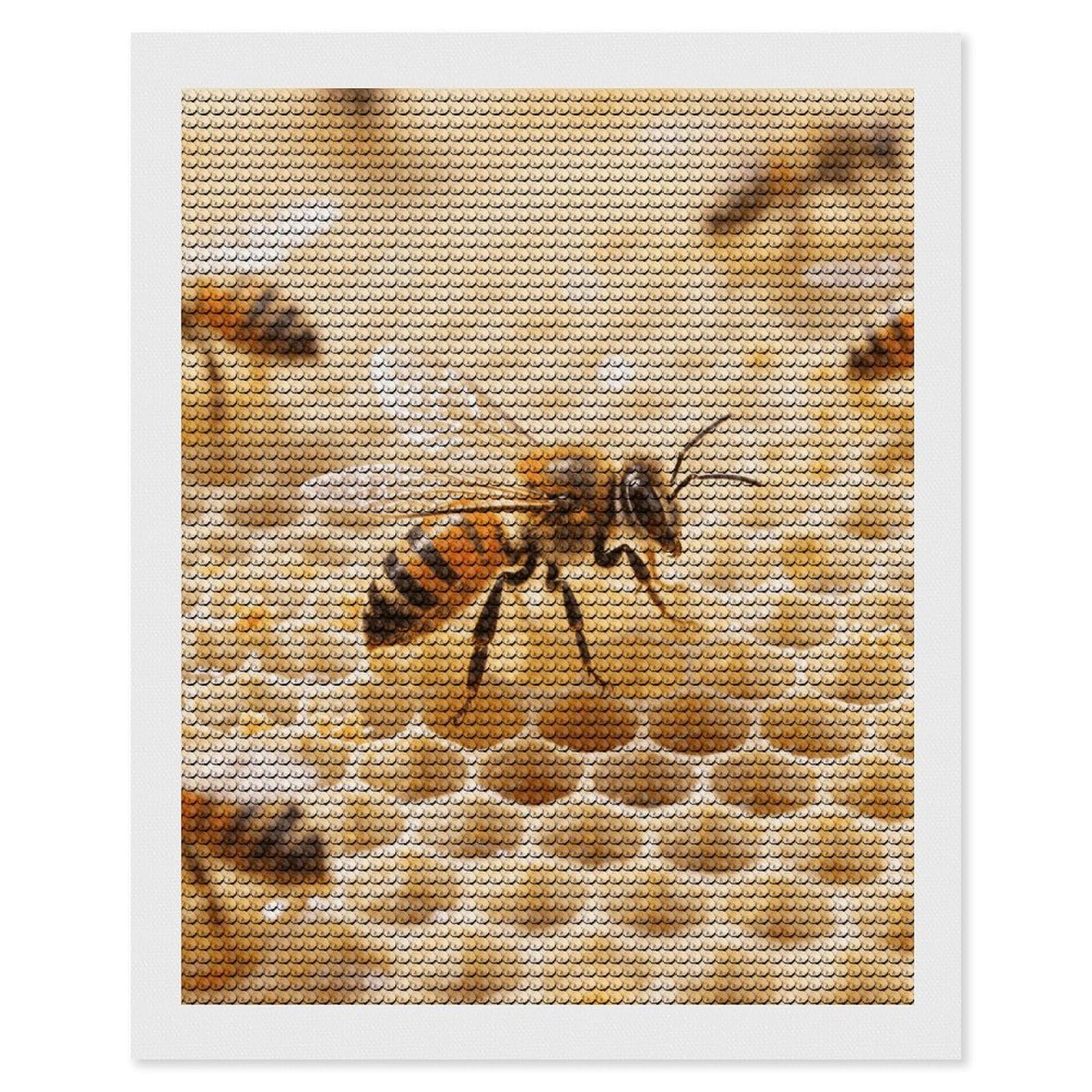 DWVTSLH Honeycomb Orange Bee Diamond Painting Kits for Adults, Personalized Diamond Photo Art Full Drill, DIY 5D Diamond Art Painting Kits for Beginners, Home Wall Decor 16"x20"
