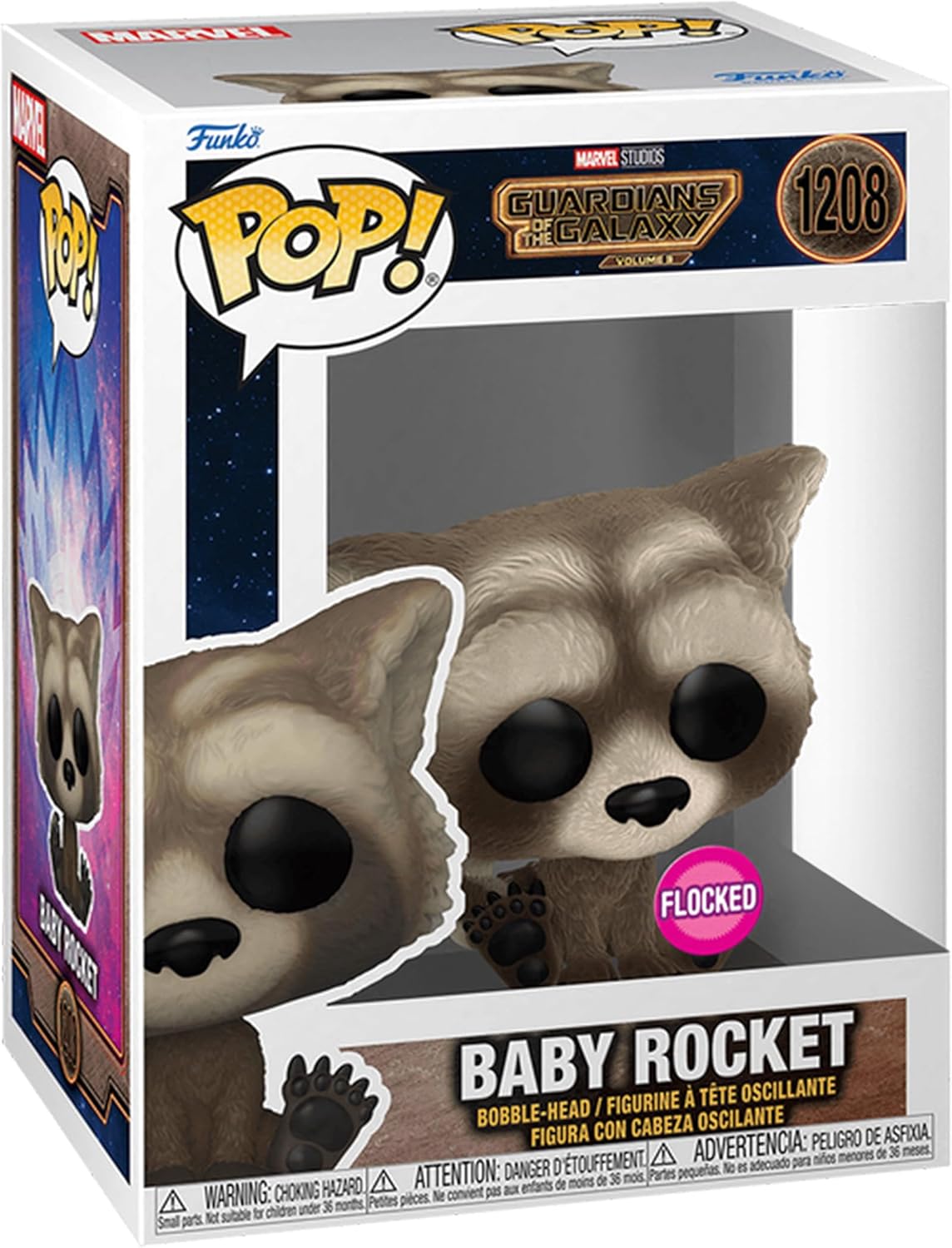 Funko Pop! Marvel: Guardian of The Galaxy Volume 3 - Baby Rocket, Exclusivce Multicolor Flocked Collectible Vinyl Figure #1208 - Image 2