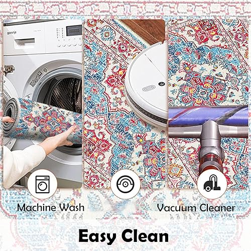 Miniatura 6 de Juego de 2 alfombras y tapetes de cocina antideslizantes y lavables, estilo bohemio campestre, lavables para piso, parte delantera del fregadero,