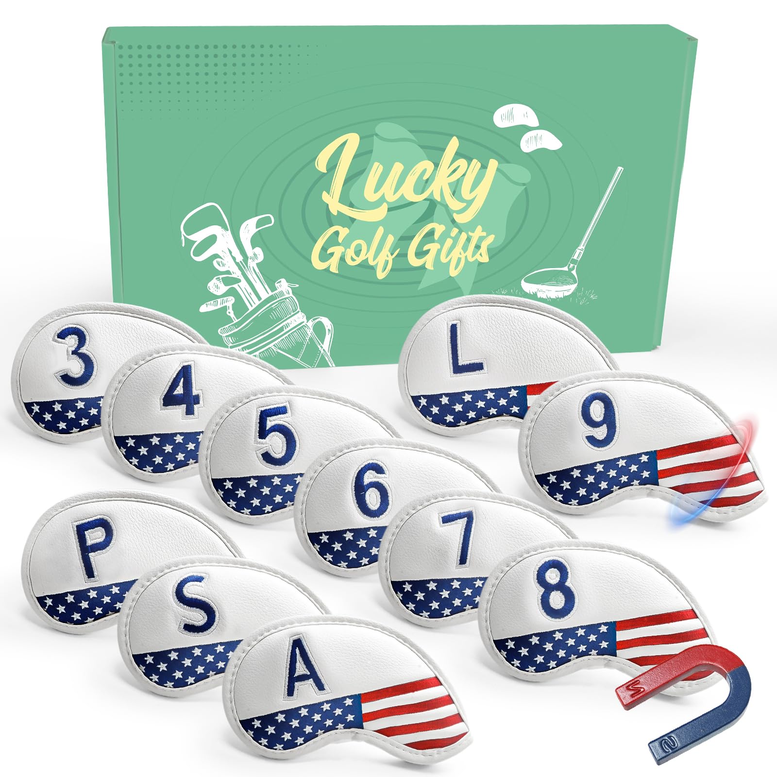FINGER TEN Magnetic Golf Iron Headcovers Value 11 Pack