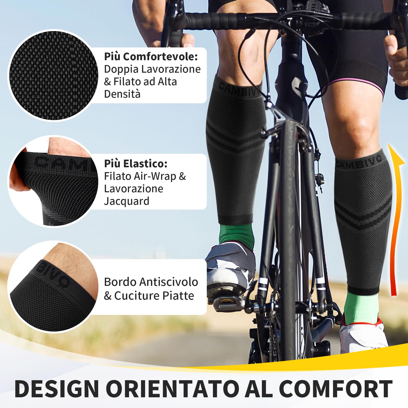 CAMBIVO Polpaccera Compressione Uomo Donna x2, Calze Compressione Graduata, Gambaletti Compressione, Calze Elastiche Contenitive per Sport, Calcio, Corsa, Ciclismo, Circolazione Gambe, Vene Varicose