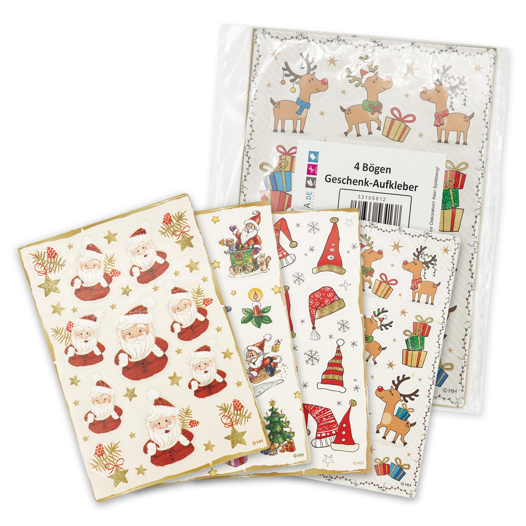 itenga Weihnachtssticker Freiform Farbig 4 Bögen