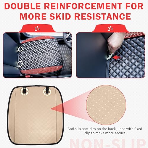 Miniatura 9 de eing Paquete de 2 fundas protectoras de cuero para asiento delantero de automóvil, automóvil, SUV, camión, accesorios interiores para mujeres,