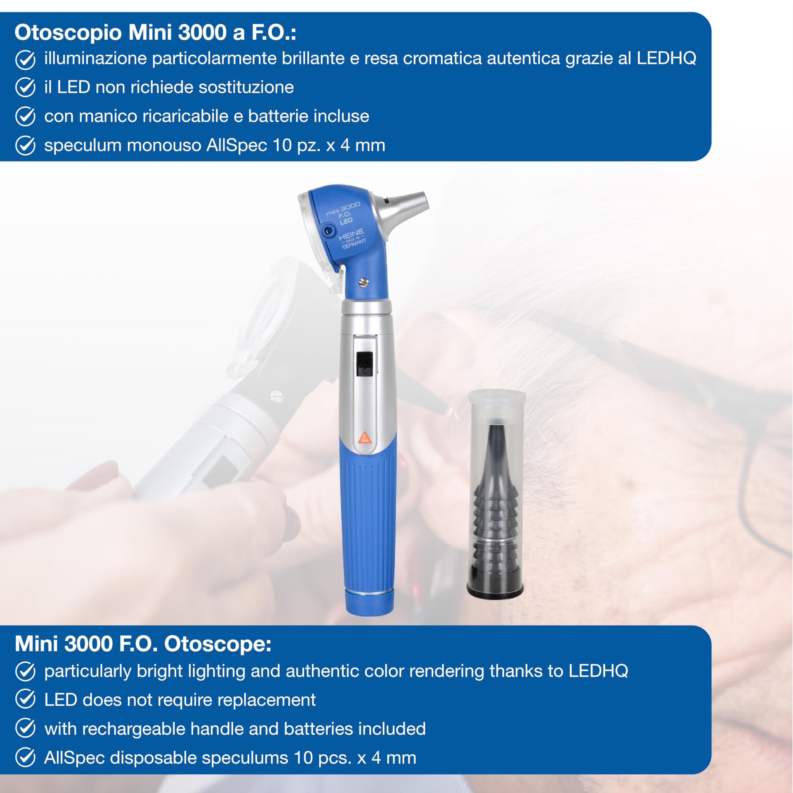 Heine Otoscope D-008.70.110 Mini 3000 LED F.O.