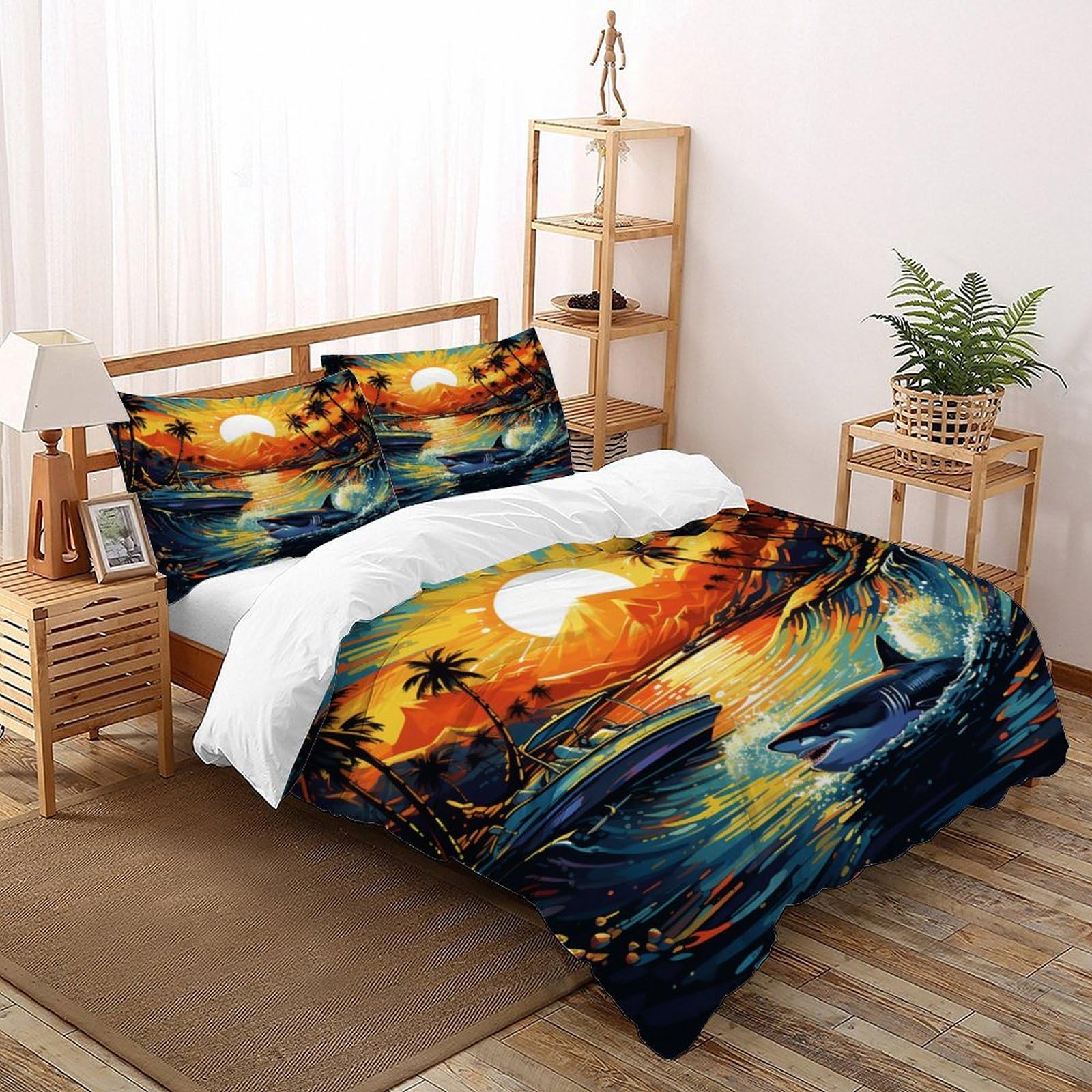Housse de couette shark pour transformer votre chambre d'adulte en véritable beach club estival