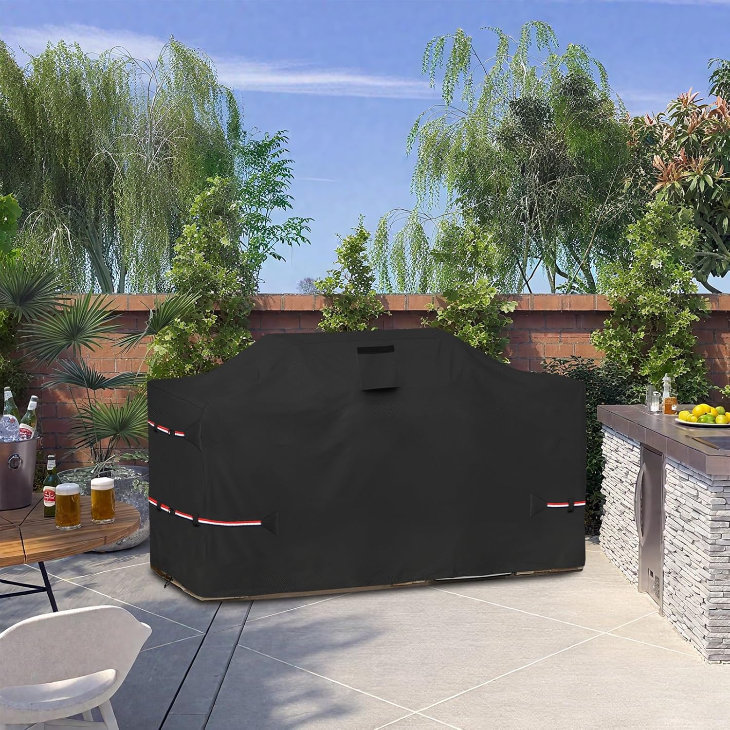 Bitubi 98 Inch Island Grill Cover - 600D Heavy Duty Waterproof All Weather Protection Extra Large Grill Cover,Black