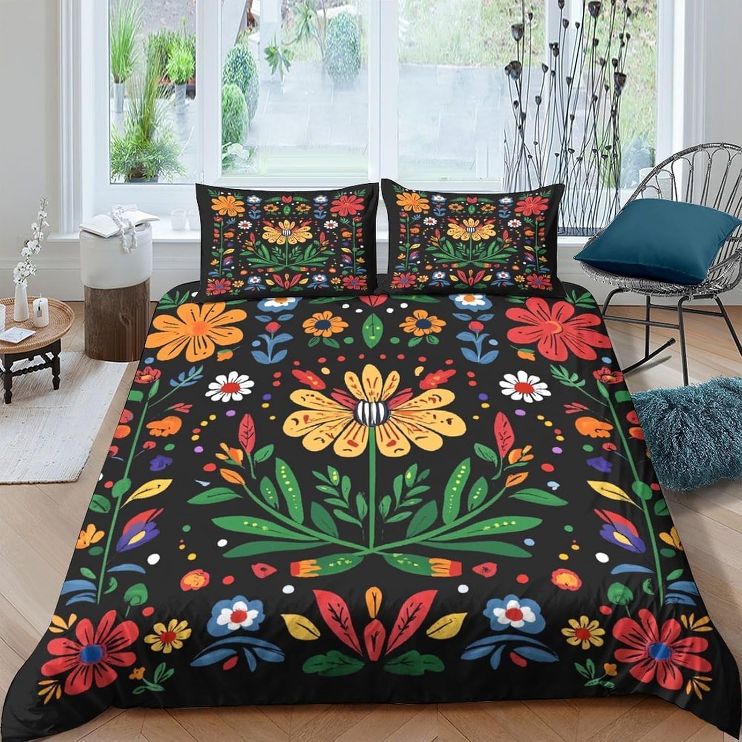 Parure de lit 2 personnes douce en microfibre thermorégulatrice avec fermeture éclair pratique