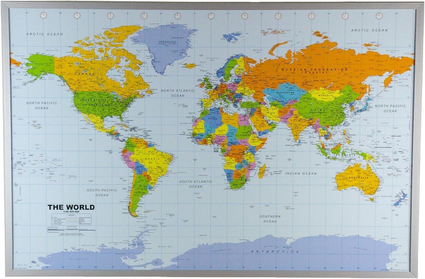 Political World Map on Cork Pinboard 24” x 36”