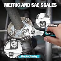 Vista 5 de DURATECH Llave ajustable de 6 pulgadas, llave de acero Cr-V, llave de mandíbula ancha, básculas métricas y SAE, para el hogar, garaje, taller