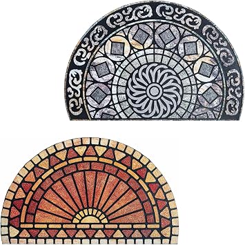 ubdyo Unique Design Door mat - Low Pile Front Doormat Outside Entrance Bundle - 36" x 24" Orange + 36" x 23" Blue