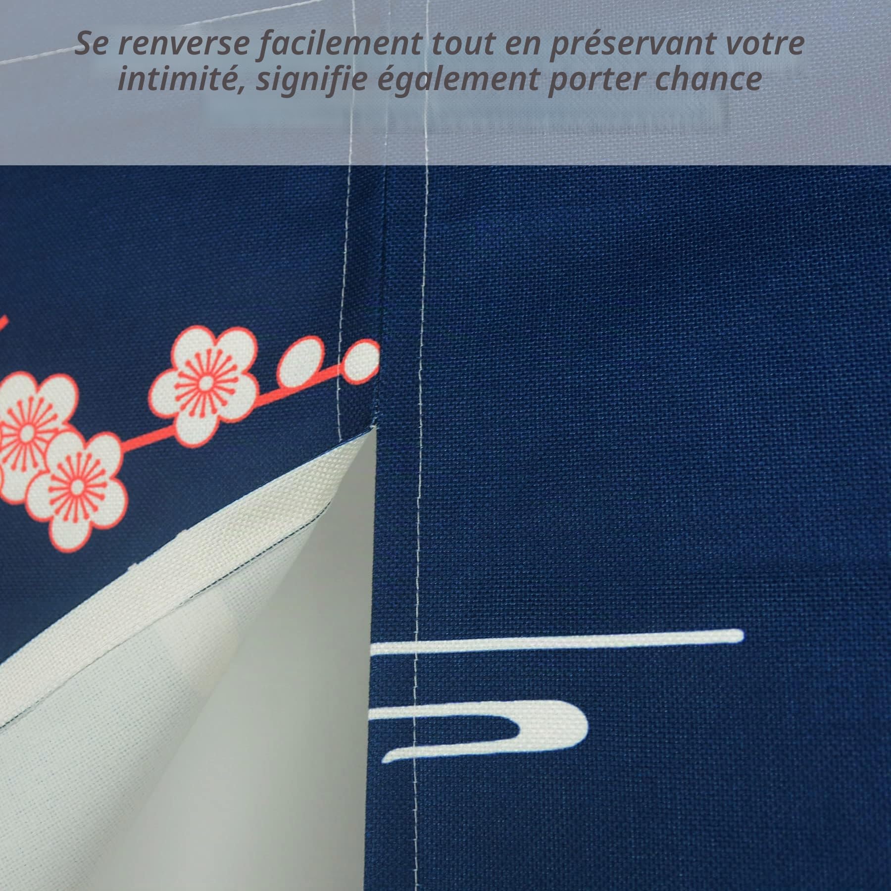 LIGICKY Rideau de porte japonais Noren Ukiyoe Hokusai La Grande Vague de Kanagawa Soleil Fleurs de Cerisier Imprimé Décoration de Porte pour Maison Restaurant 85 x 180 cm Bleu