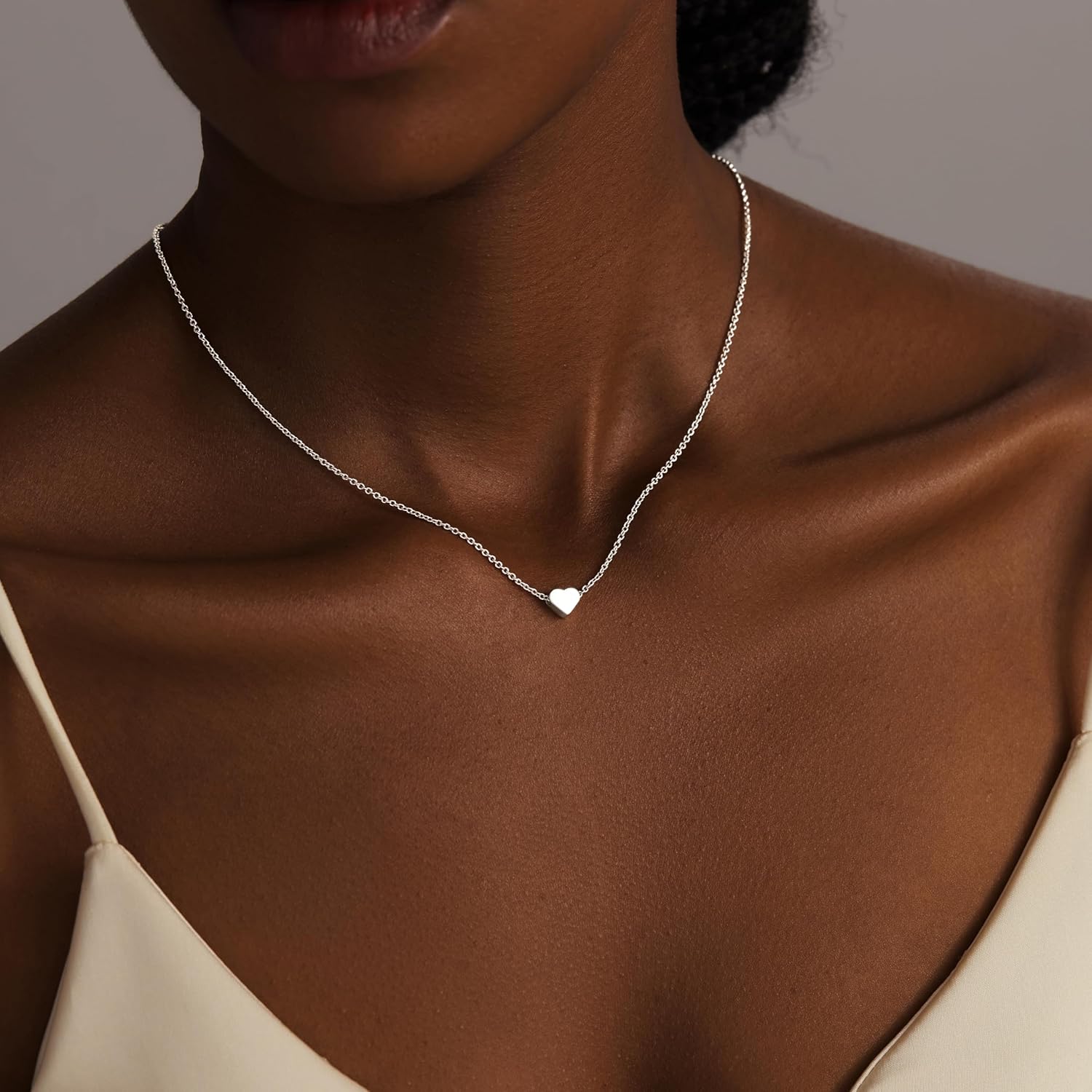 Inerney Heart Necklace for Women,Dainty 14K Gold/Silver Plated Love Pendant, Cute Tiny Heart Choker, Simple Gold Chain Jewelry Gift for Her - Image 2