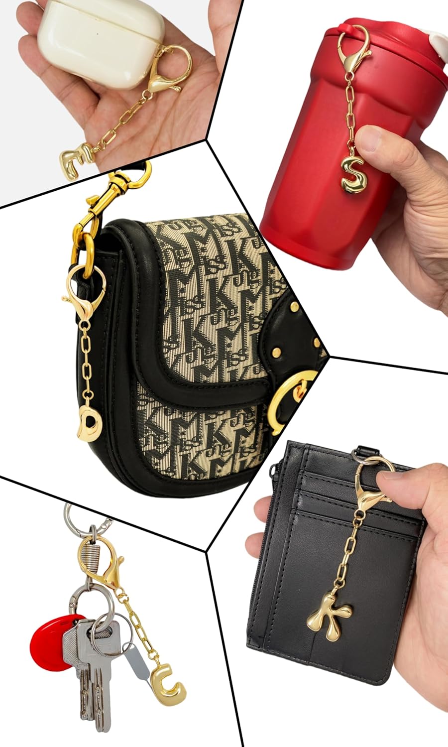 Gold Bubble keychain Bag Charms Cute Initial Keychain For Women Fashion Alphabet Keychains Accessories Gift - Image 6