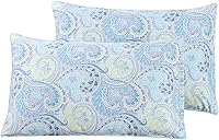 Vista 33 de WINLIFE Juego de 2 fundas de almohada 100% algodón con estampado floral de jardín (estándar 20 x 26 pulgadas, lila)