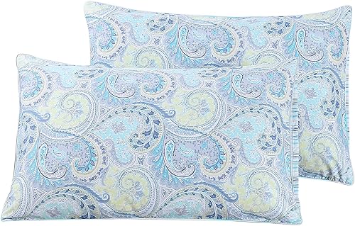 WINLIFE Juego de 2 fundas de almohada de algodón 100% de tamaño estándar, 20 por 26 pulgadas, fundas de almohada estándar de cierre envolvente suave