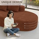 112" Modular Curved Sofa, Oversized Boneless Couches for Living Room, Modern Cloud Couch with Deep Seat, Corduroy Foam Couch, No Assembly Required, Red Brown, 1PCS