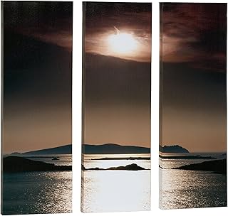 Tranquil View Setting Sun Triptych Brown Tones Wall Art Set of 3 | Ocean...