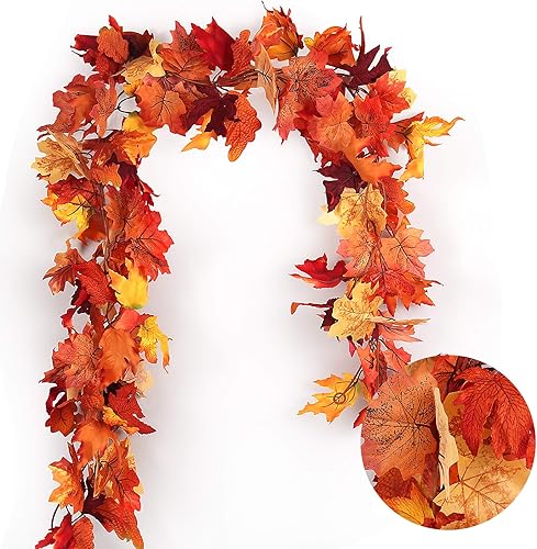 RECUTMS - 2 unidades de guirnalda de arce otoñal colgante de hojas de otoño para el hogar, jardín, boda, fiesta, cena, chimenea, marco de puerta,