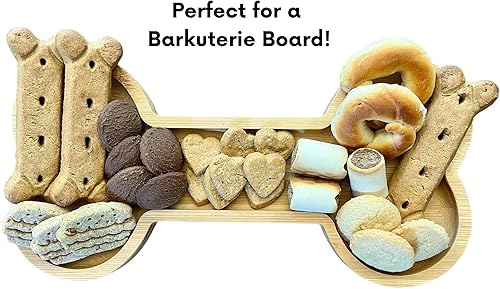 Miniatura 4 de Luna and Stone - Cuenco de bambú para perro con agarres, bandeja de suministros para fiestas en forma de hueso con temática de animales, plato de