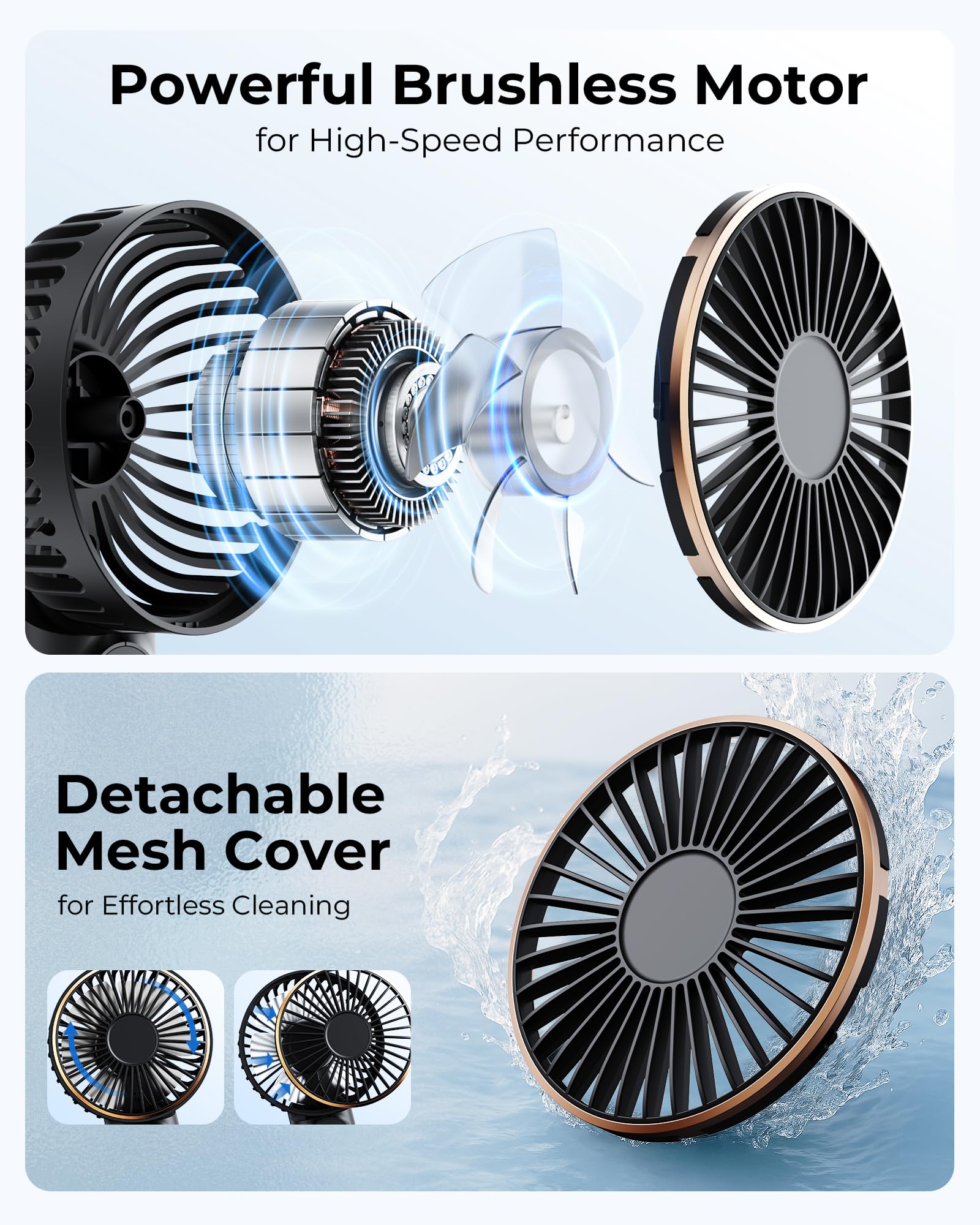 Tragbarer Mini-Ventilator Mit 4000mAh LED-Display, 180° Verstellbar und Wiederaufladbar - 6 Geschwindigkeiten, Mit Powerbank-Funktion