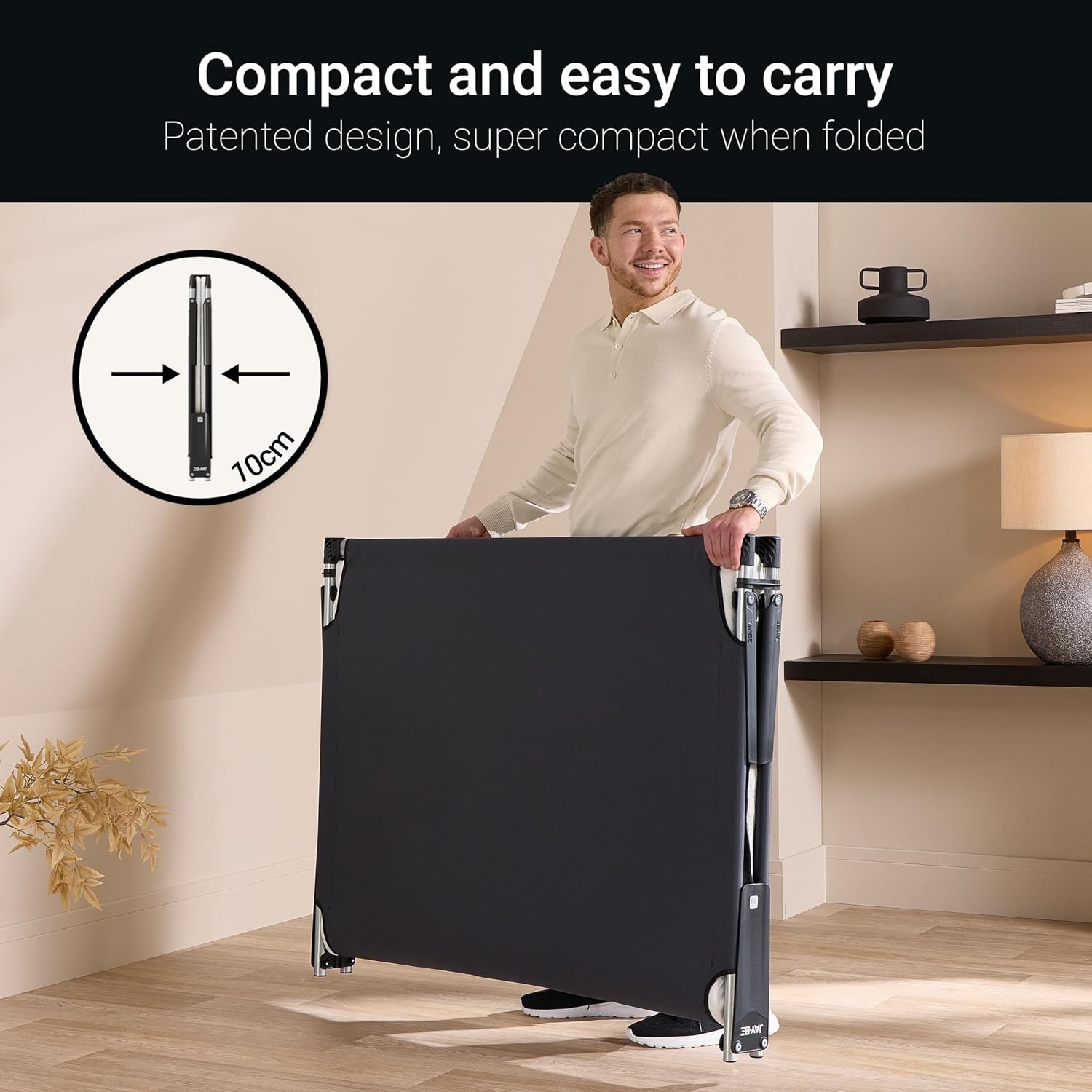 JAY-BE CE120 Compact Folding Bed with e-Fibre Mattress, Small Double