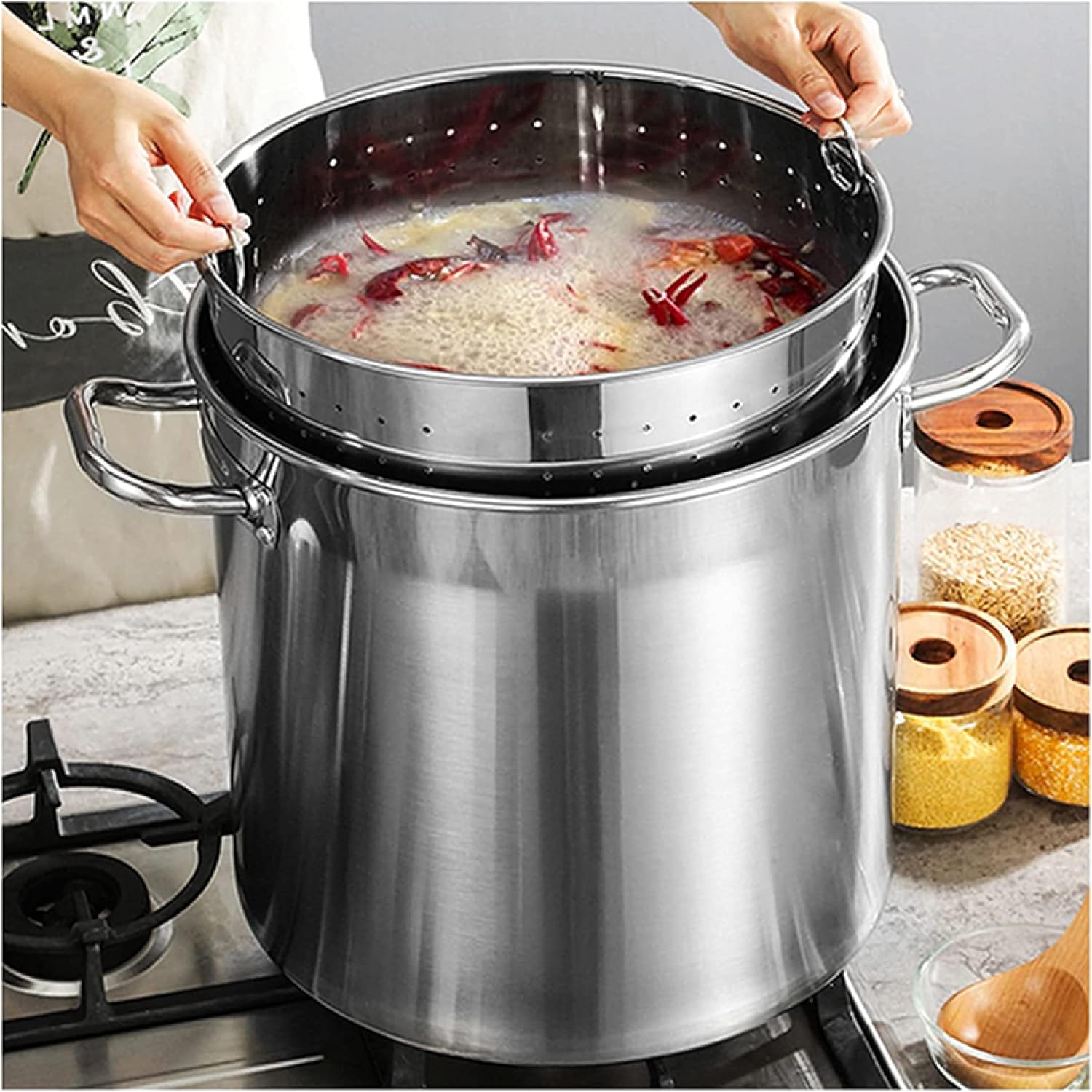 27QT/45QT/63QT Stock Pot w/Strainer Basket Commercial