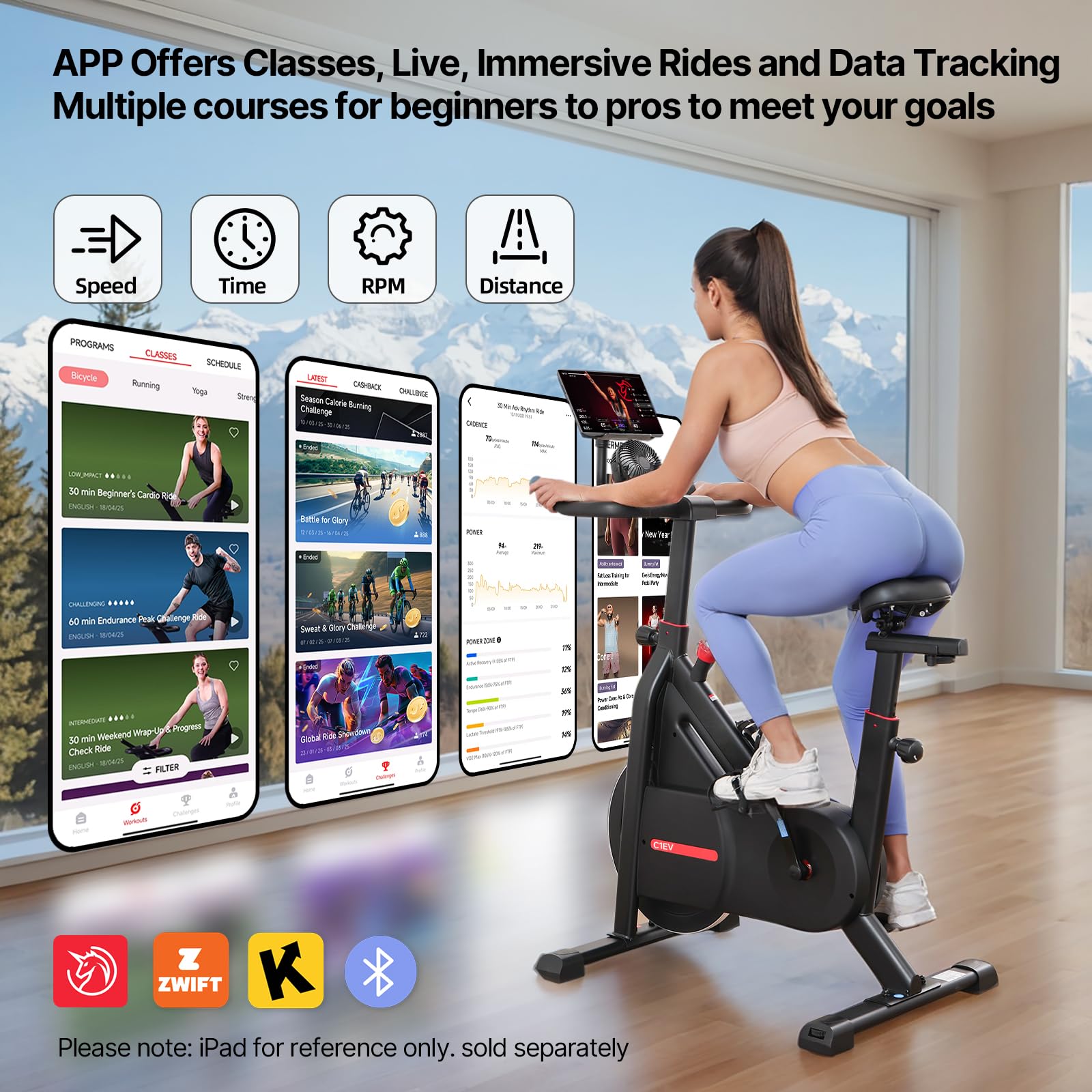 Bluearth Self-Powered Heimtrainer Fahrrad, leise Magnetischem Widerstand,max. 150KG, verstellbarer Widerstand & Smart-App mit Immersivem Erlebnis,Indoor Spinning Bike für Cardio-Training zu Hause