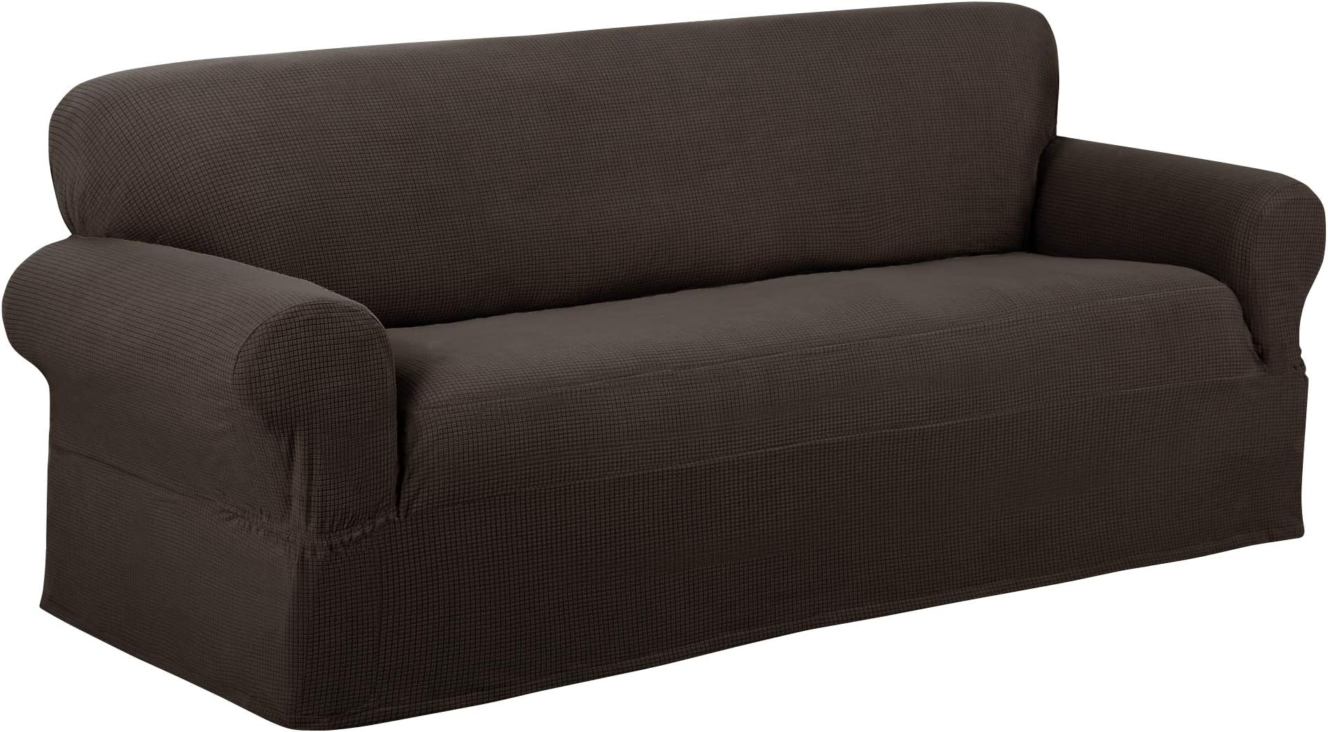 Maytex Reeves Stretch 1 Piece Sofa Furniture Cover Slipcover, Chocolate Brown