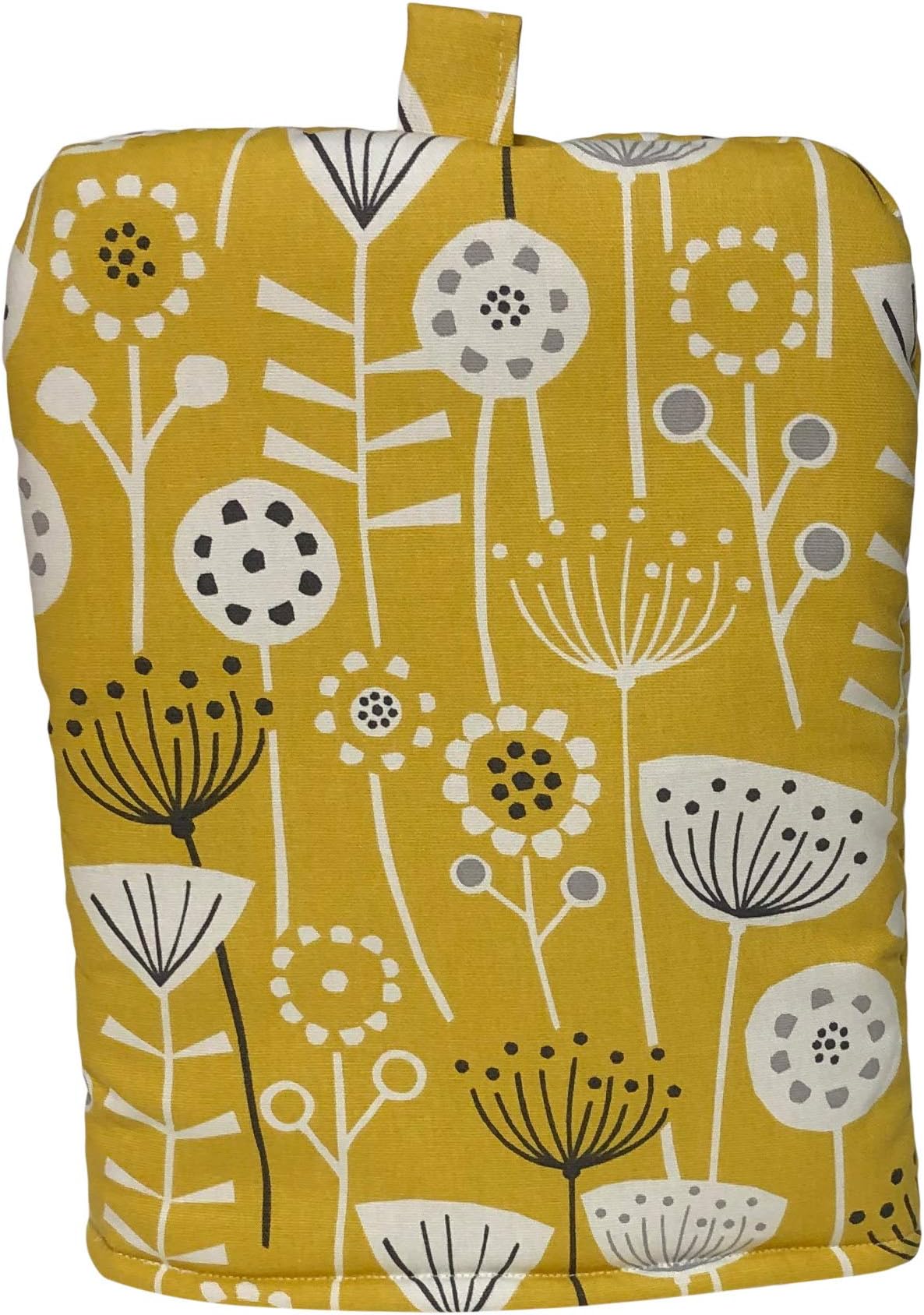 Bergen Ochre Yellow Charcoal Off-White Scandi Print Cafetiere Cosy